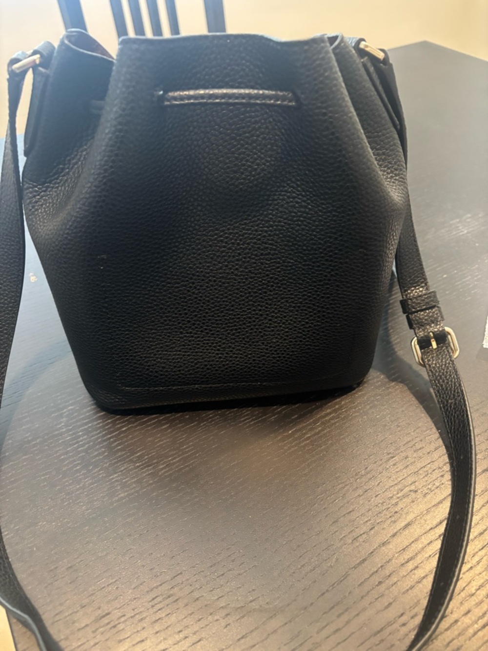 Donna Karan Black Pebbled Leather Drawstring Crossbody - Picture 5 of 9